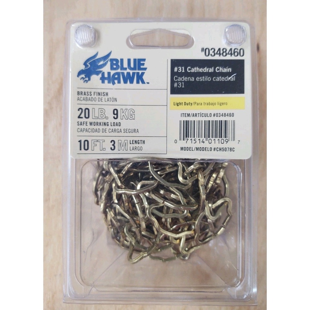 Blue‎ Hawk 10 ft #31 Brass Plated Cathedral Chain NEW In Box